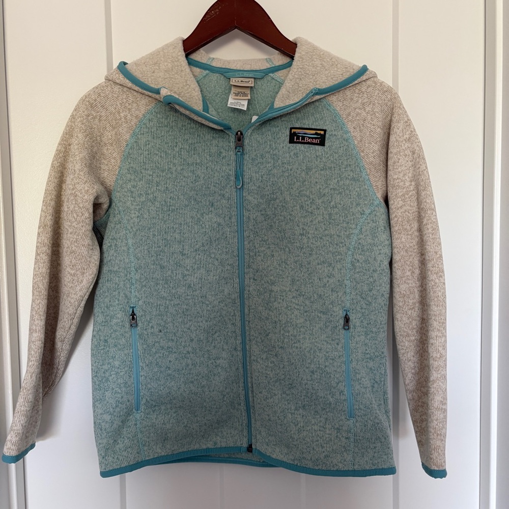 L.L. Bean Kids Fleece lined zip up hoodie M Medium 10-12 NWT